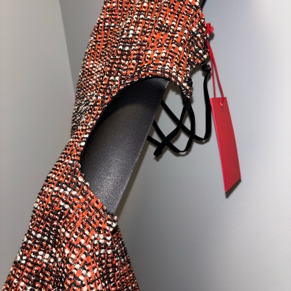 NWT Coucoo Backless Mini Orange Dress Tweed Size S - Picture 4 of 5